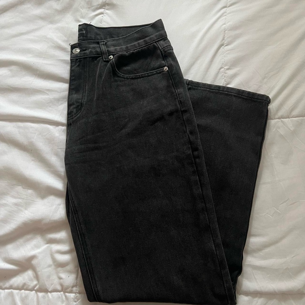 Black white fox jeans, woman